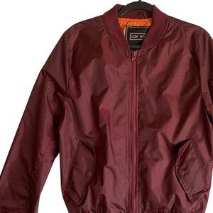 LON-NYC Across The Pond Bomber Jacket Burgundy Red‎ Women's Size M
